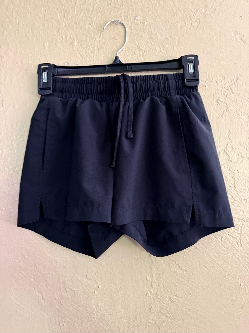 Girls Black Drawstring Athletic Shorts